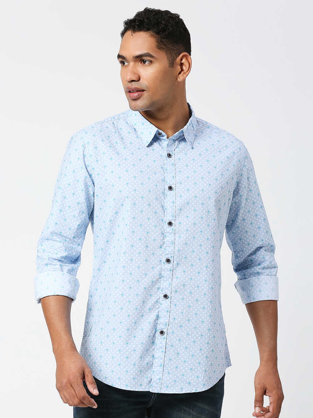 

Pepe Jeans Printed Cotton Regular Fit Casual Shirt, Blue