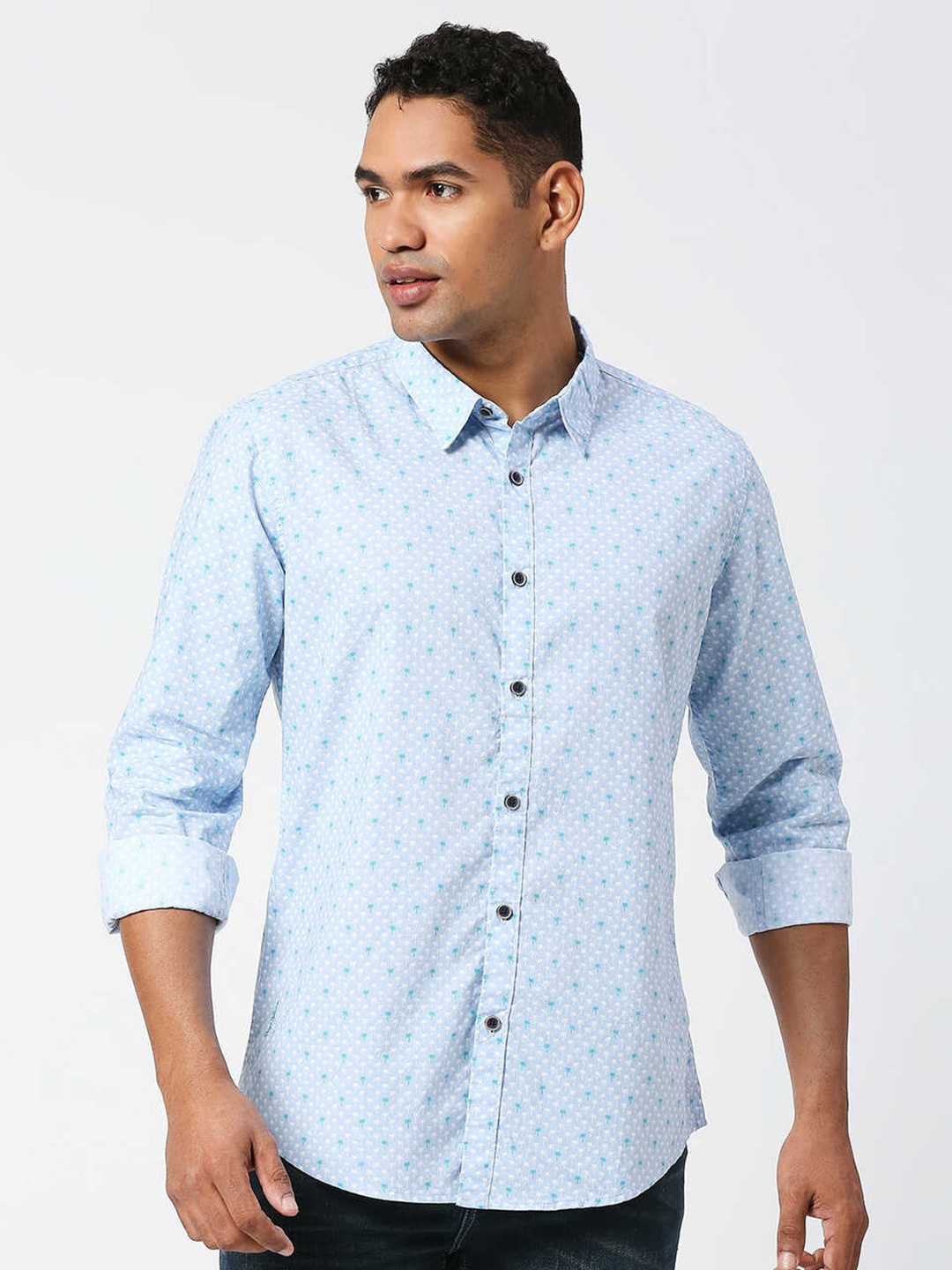 

Pepe Jeans Relaxed Micro Ditsy Printed Cotton Shirt, Blue