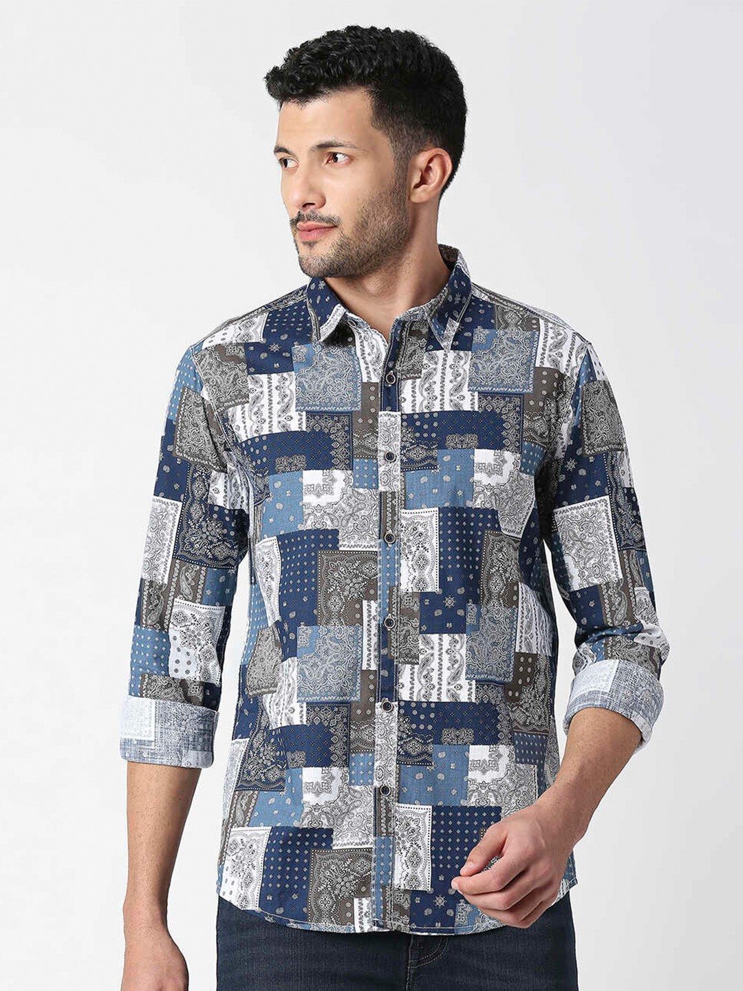 

Pepe Jeans Bandana Printed Relaxed Casual Shirt, Blue