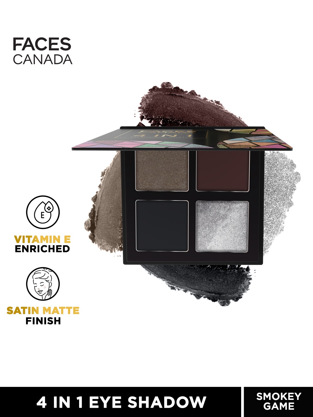 

FACES CANADA 4 In 1 Long Lasting Eyeshadow Palette-4.8 gm-Smokey Game 07, Pink