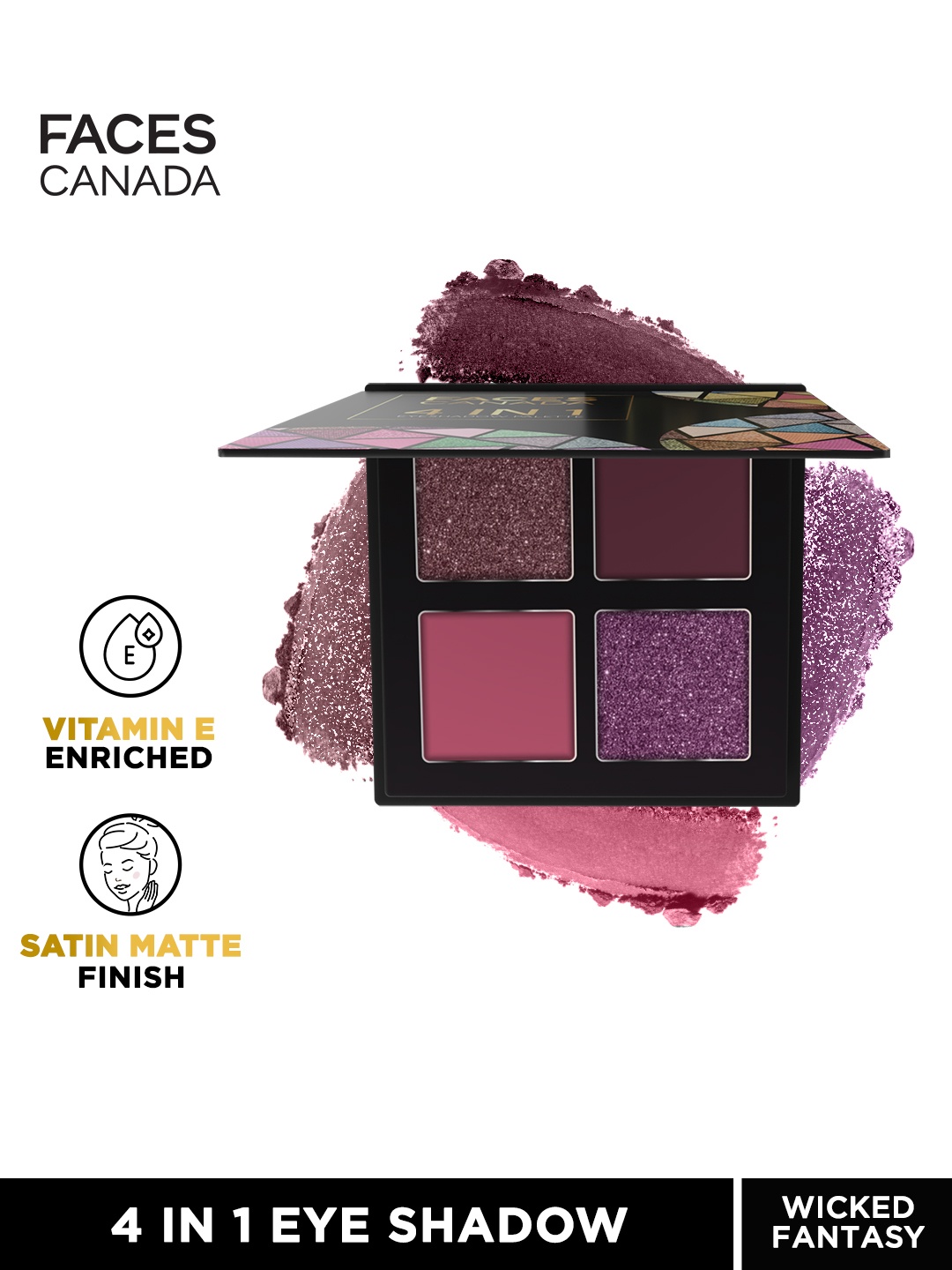 

FACES CANADA 4 IN 1 Long Lasting & Matte Finish Eyeshadow Palette - Wicked Fantasy 03, Pink