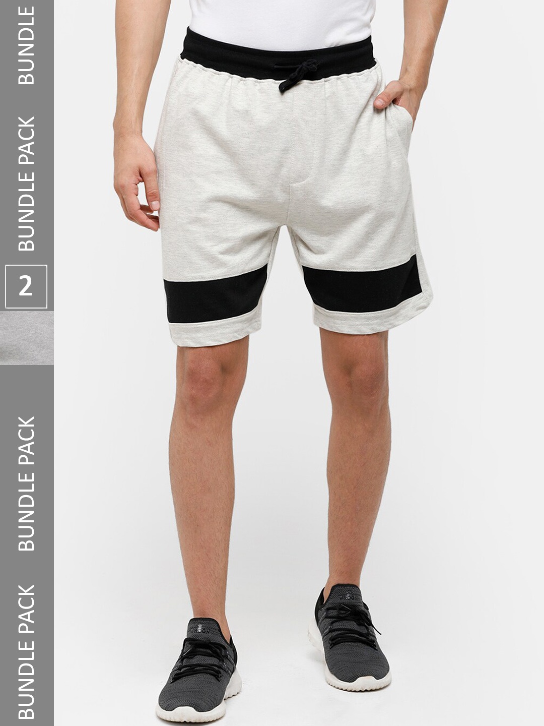 

MADSTO Men Mid-Rise Pure Cotton Sports Shorts, Grey