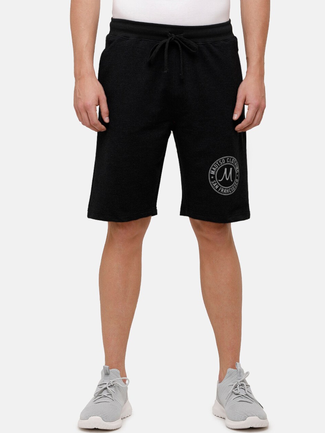 

MADSTO Men Regular Fit Cotton Sports Shorts, Black