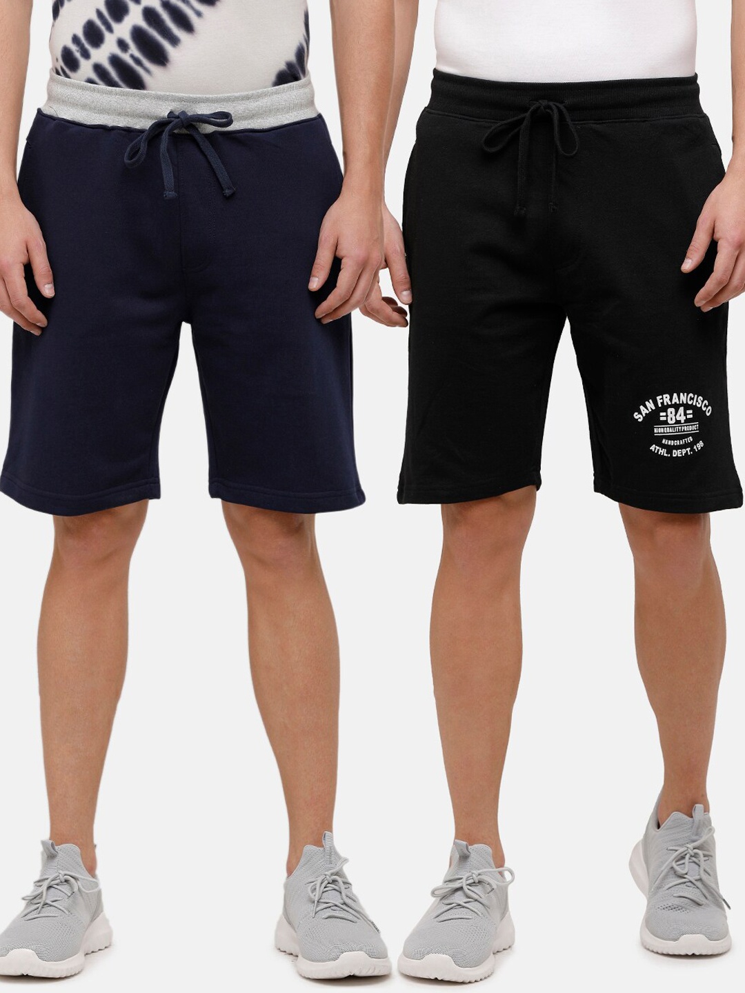 

MADSTO Men Pack Of 2 Cotton Sports Shorts, Black