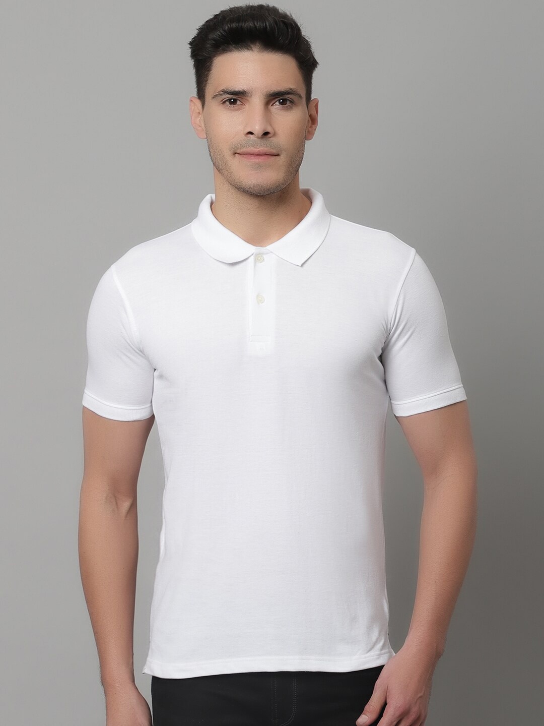 

Cantabil Polo Collar Cotton Slim Fit T-shirt, White