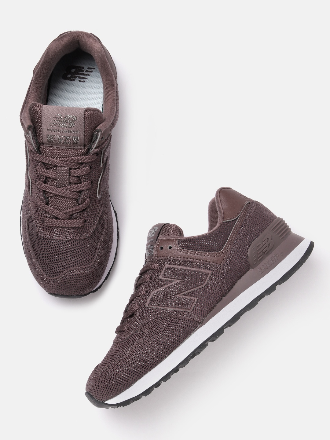 

New Balance Women Geometric Textured 574 Sports Shoes, Brown