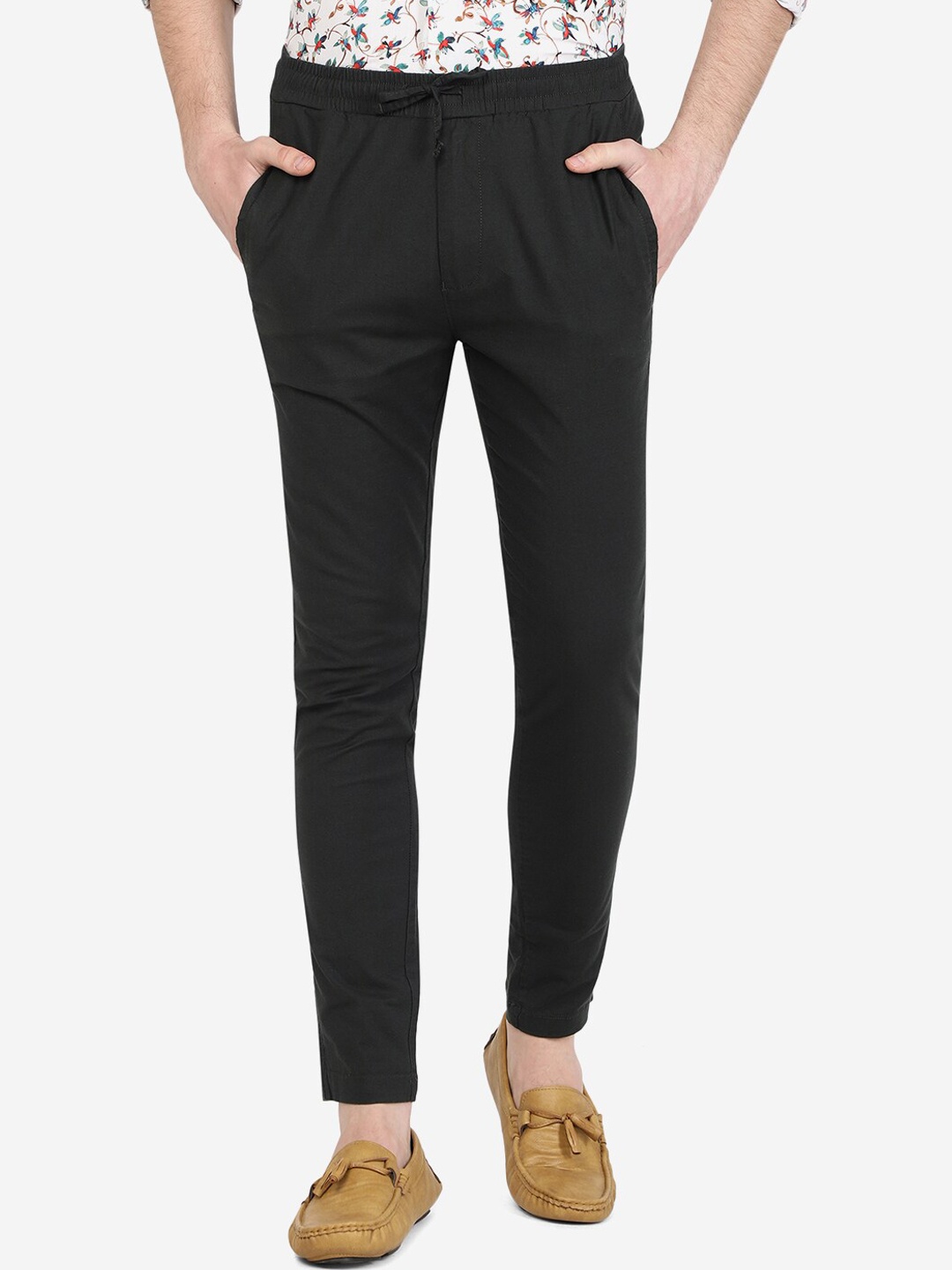 

JADE BLUE Men Cotton Track Pants, Black