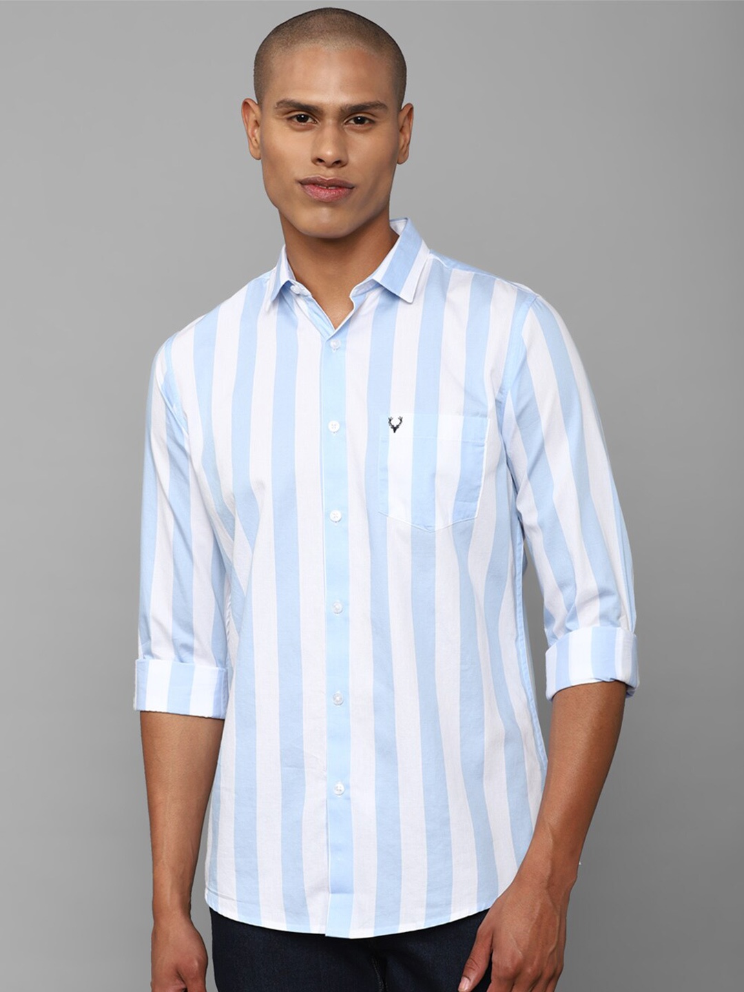 

Allen Solly Striped Pure Cotton Slim Fit Casual Shirt, Blue