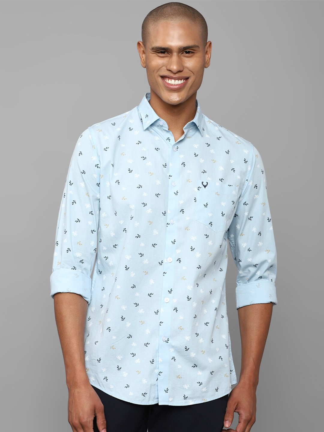 

Allen Solly Slim Fit Printed Casual Cotton Shirt, Blue
