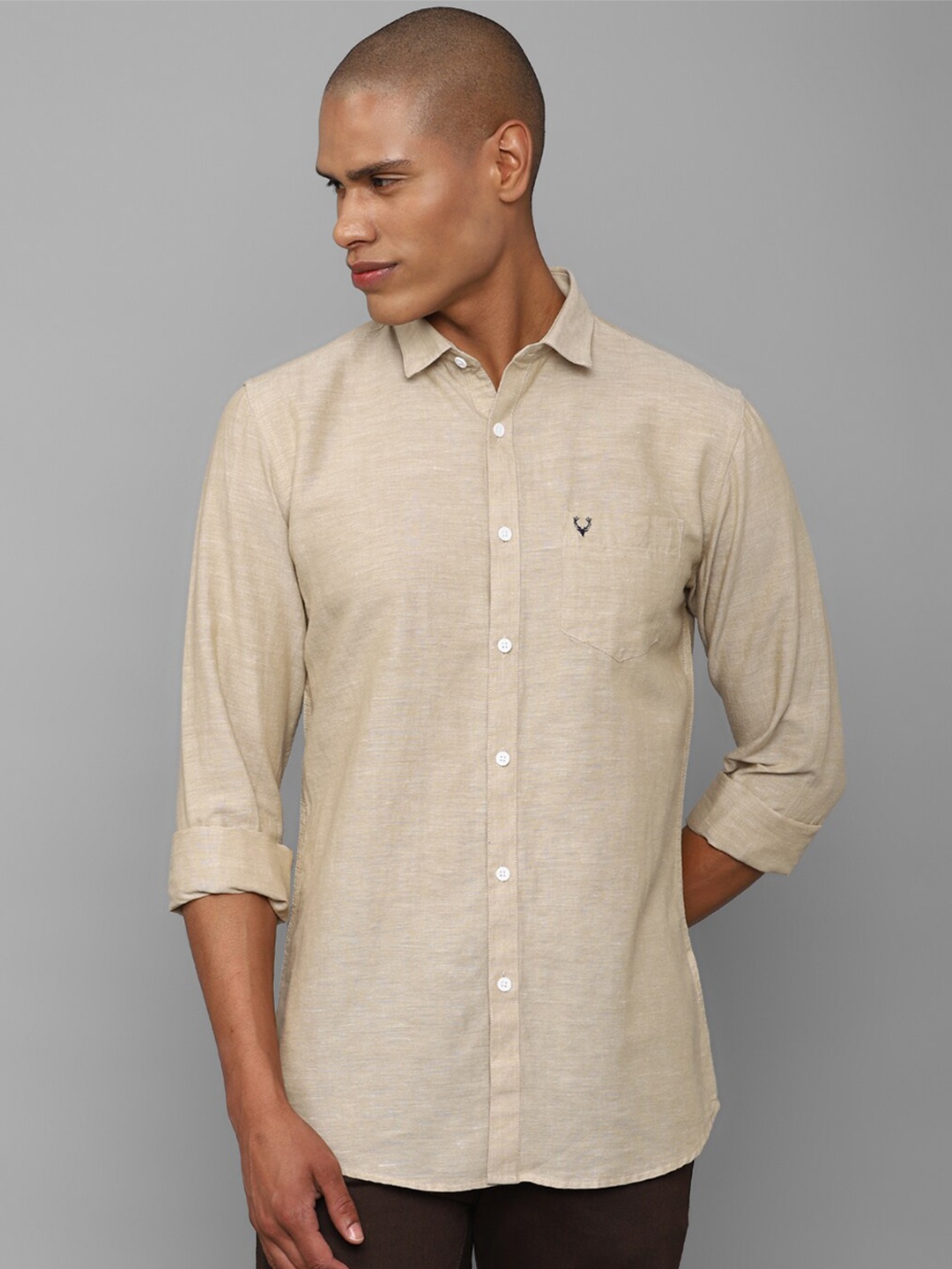 

Allen Solly Slim Fit Casual Cotton Shirt, Beige