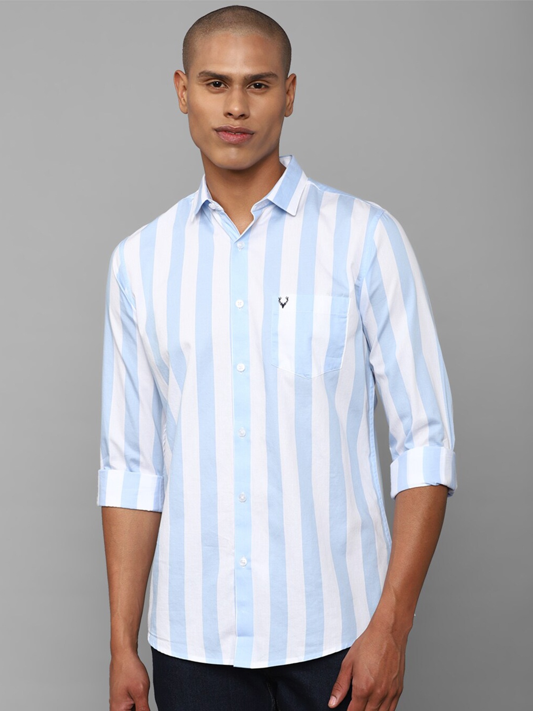 

Allen Solly Slim Fit Striped Casual Cotton Shirt, Blue