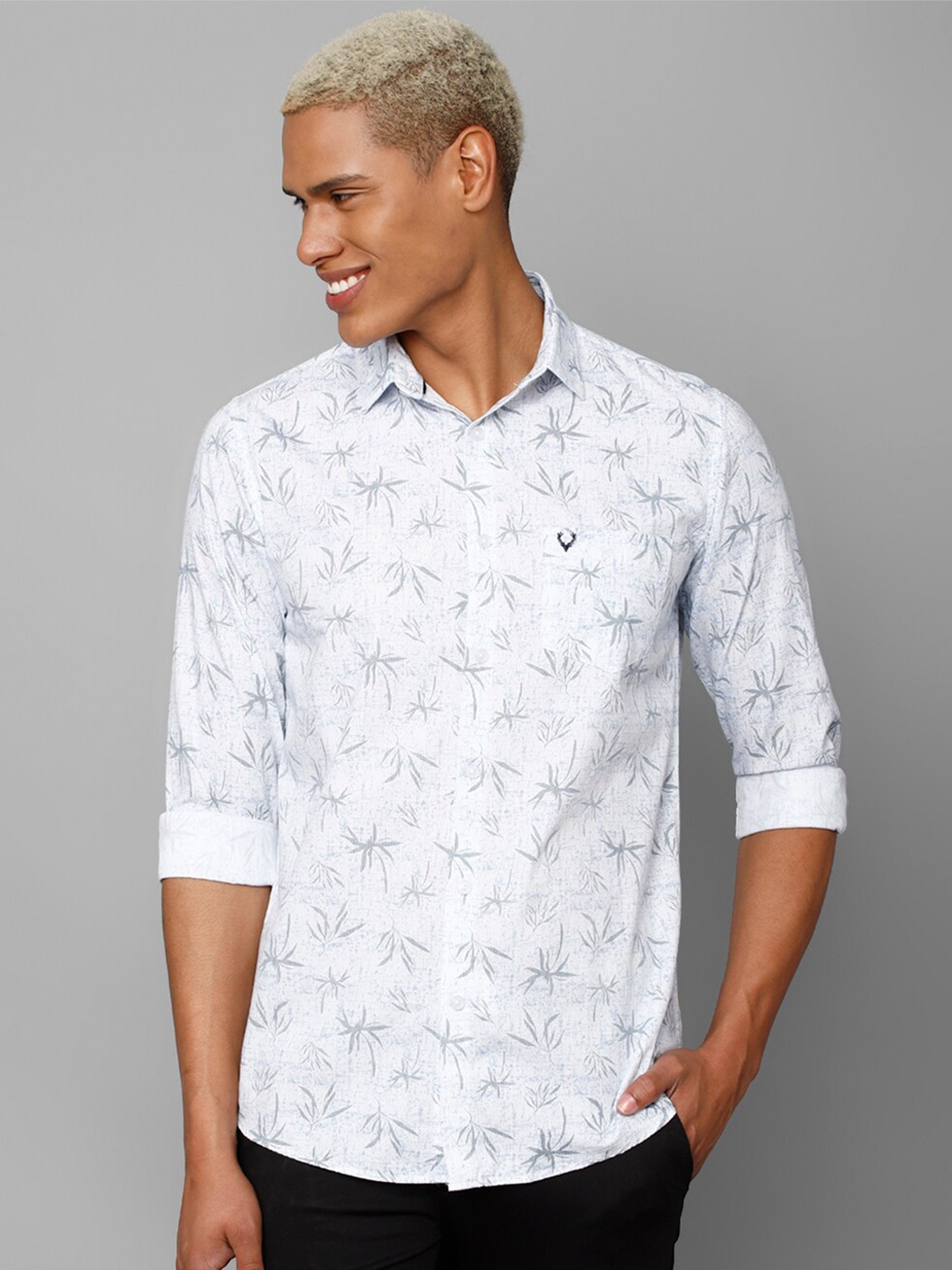 

Allen Solly Floral Printed Tropical Slim Fit Casual Pure Cotton Shirt, White