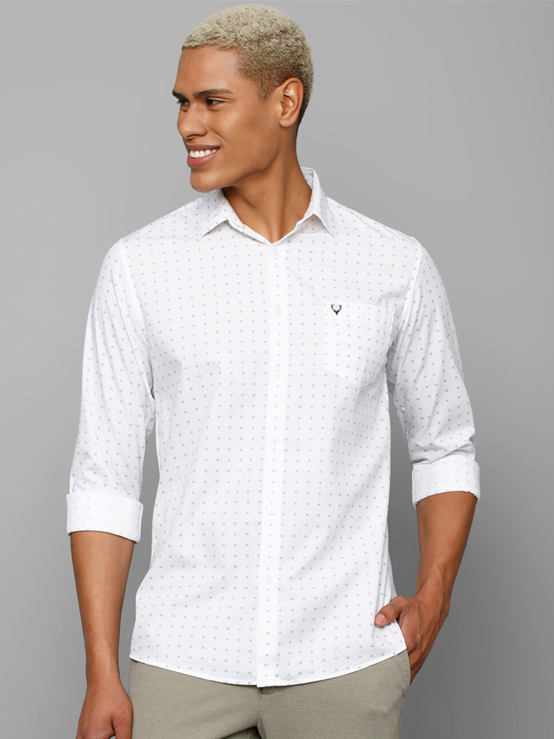 

Allen Solly Slim Fit Printed Casual Cotton Shirt, White