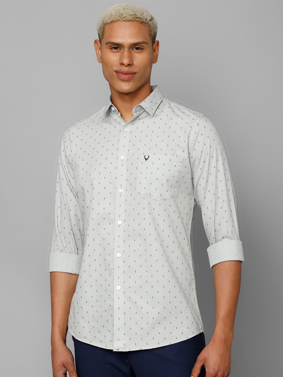

Allen Solly Slim Fit Micro Printed Casual Cotton Shirt, Grey