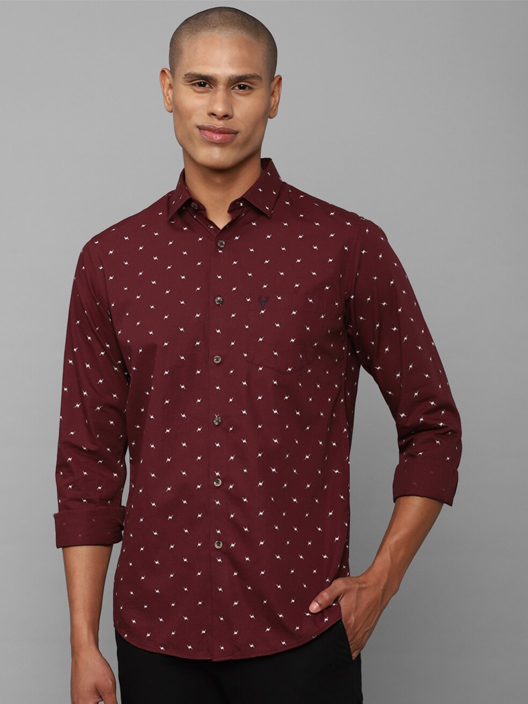 

Allen Solly Slim Fit Conversational Printed Pure Cotton Casual Shirt, Maroon