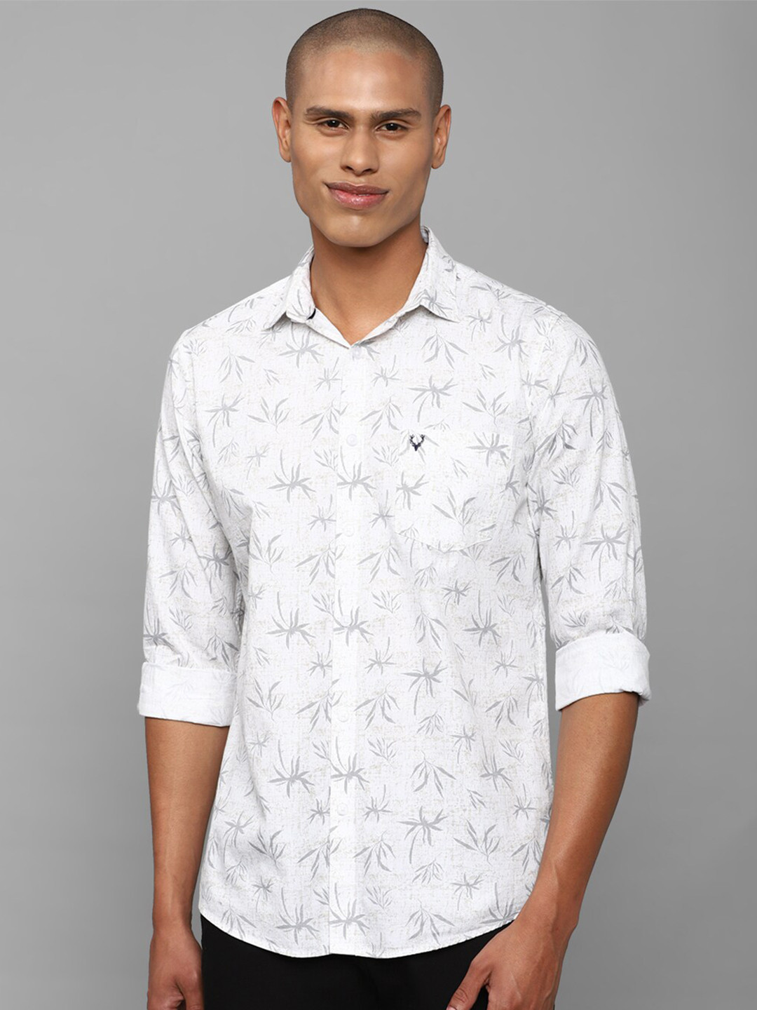 

Allen Solly Men Slim Fit Floral Printed Pure Cotton Casual Shirt, White