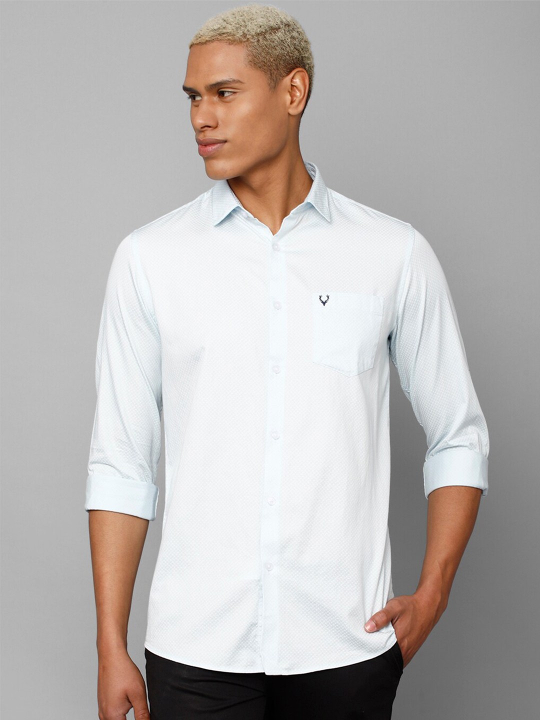 

Allen Solly Slim Fit Spread Collar Pure Cotton Casual Shirt, Blue