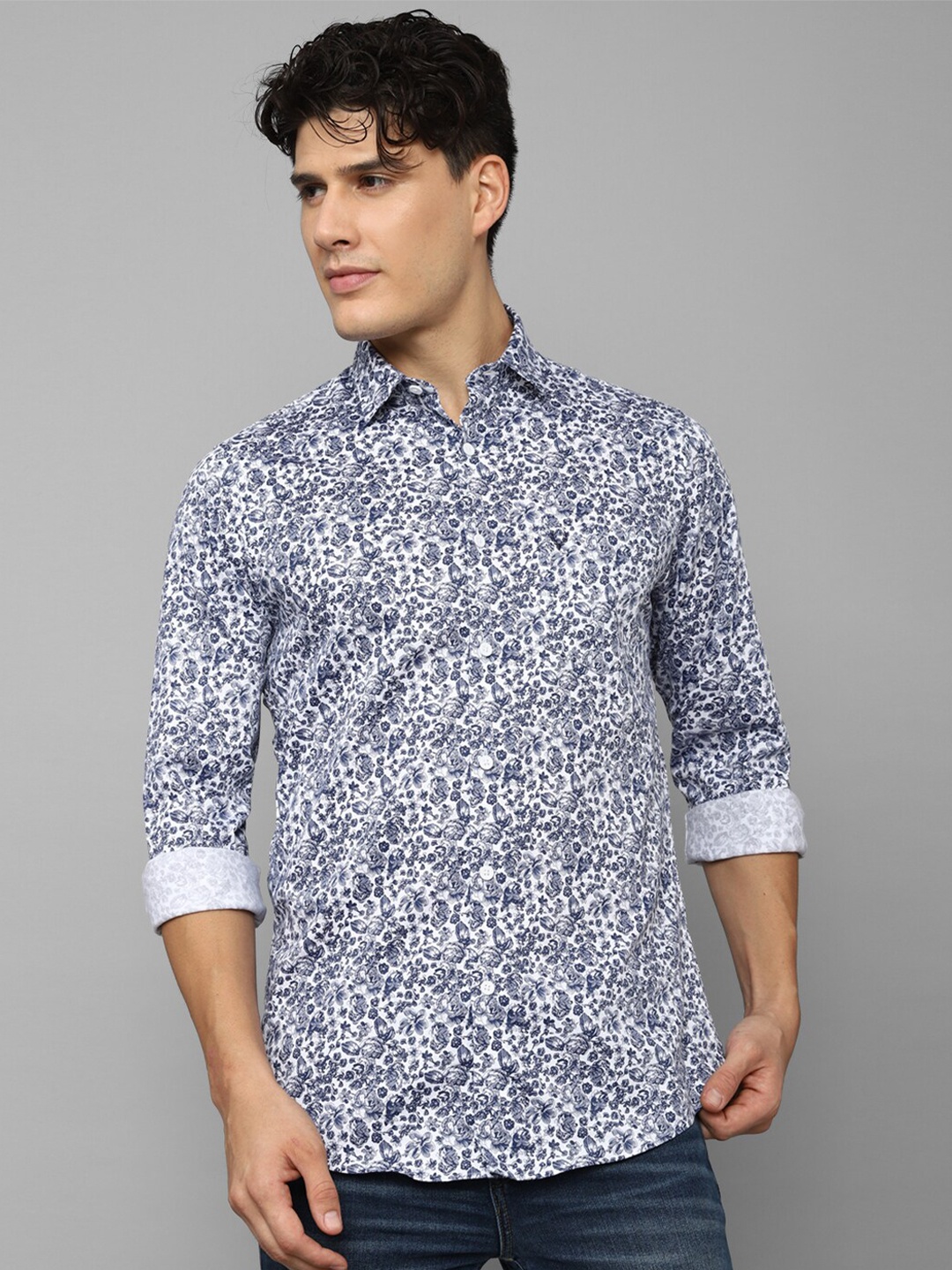 

Allen Solly Slim Fit Floral Printed Casual Shirt, Blue