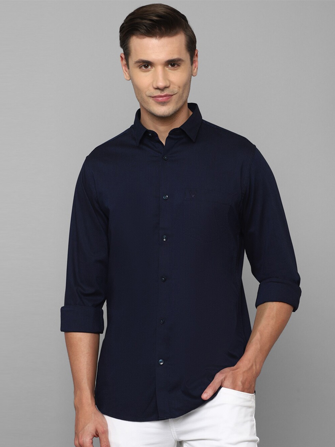 

Allen Solly Spread Collar Slim Fit Casual Shirt, Navy blue