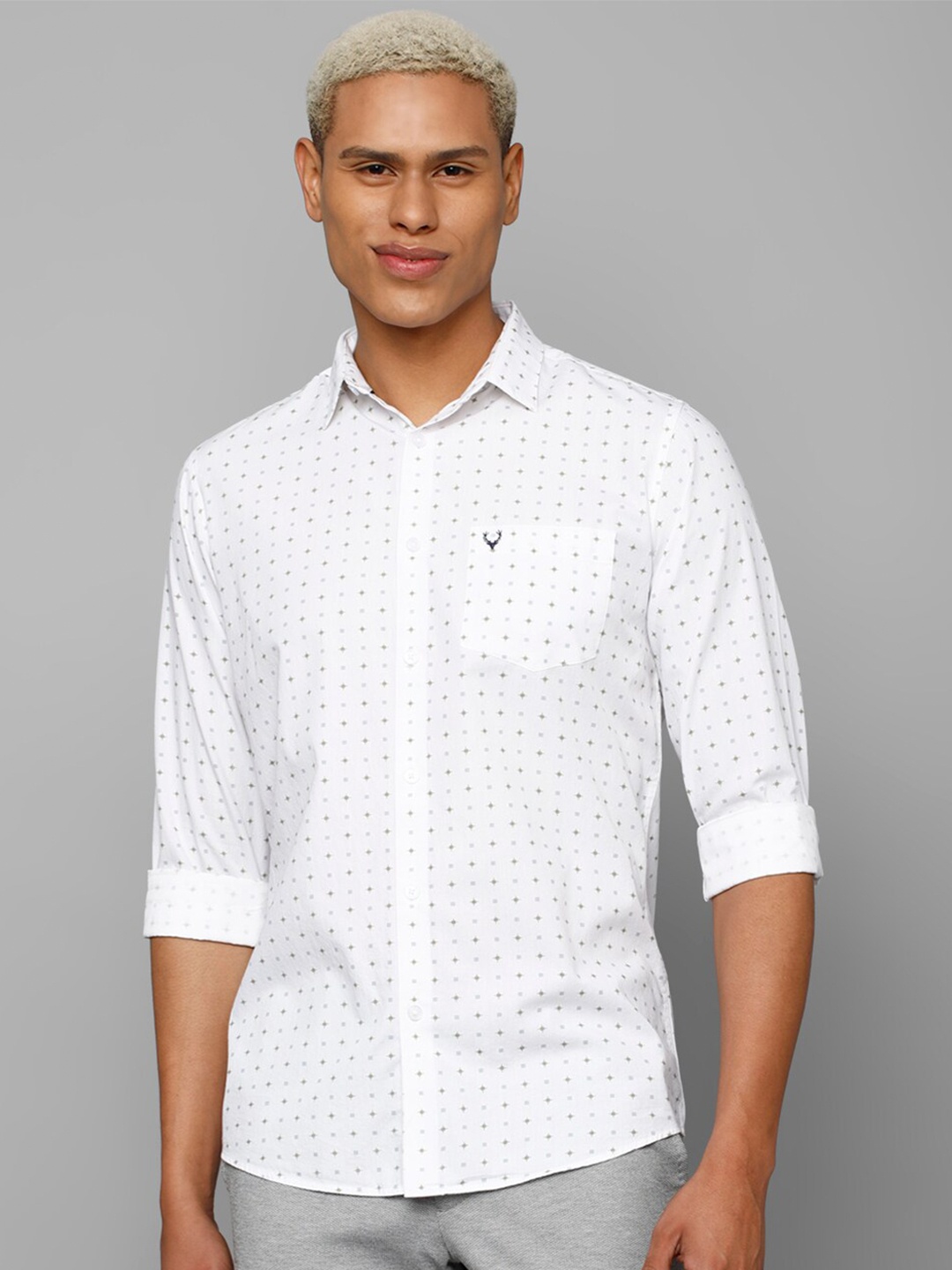 

Allen Solly Slim Fit Micro Ditsy Printed Pure Cotton Casual Shirt, White