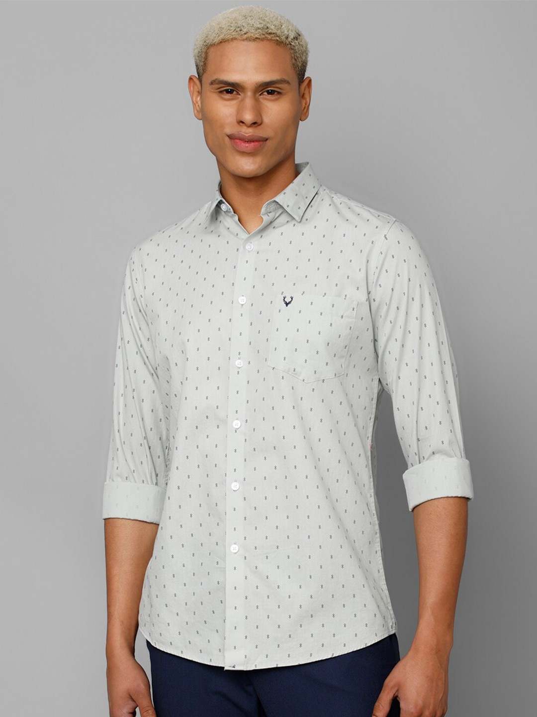 

Allen Solly Men Slim Fit Printed Casual Cotton Shirt, Grey