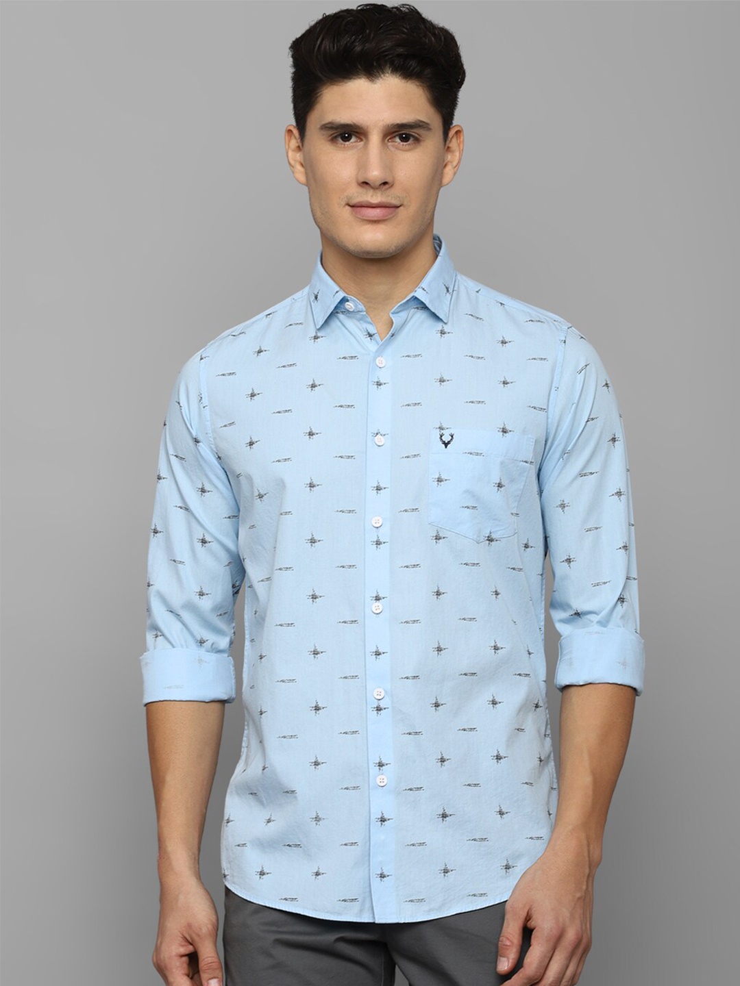

Allen Solly Men Slim Fit Printed Pure Cotton Casual Shirt, Blue