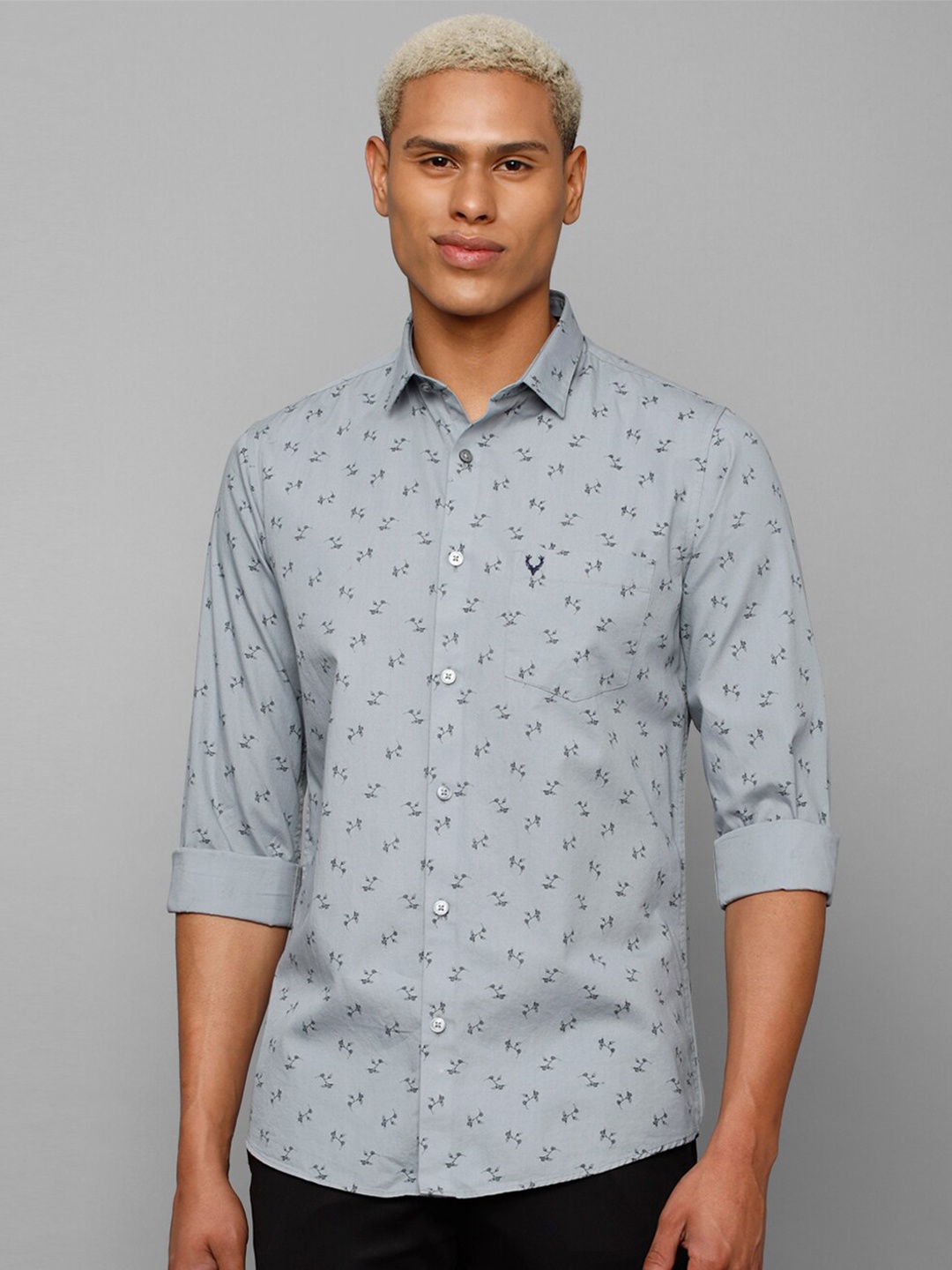 

Allen Solly Slim Fit Floral Printed Casual Cotton Shirt, Grey