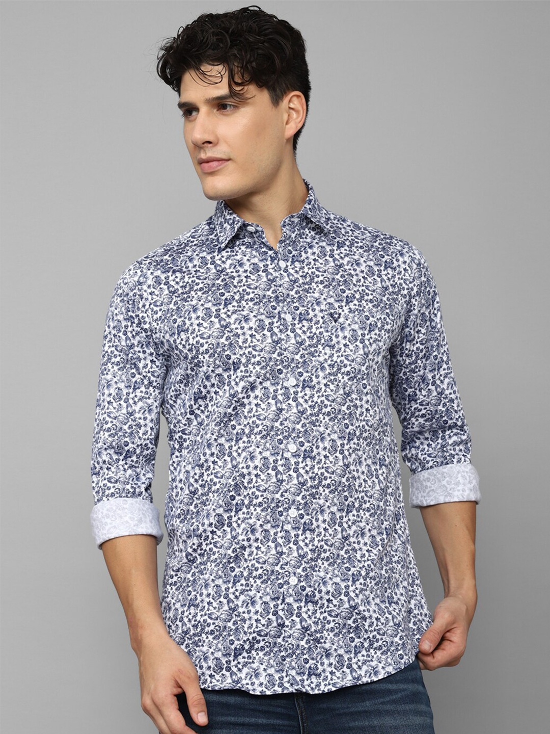

Allen Solly Slim Fit Floral Printed Casual Shirt, Blue
