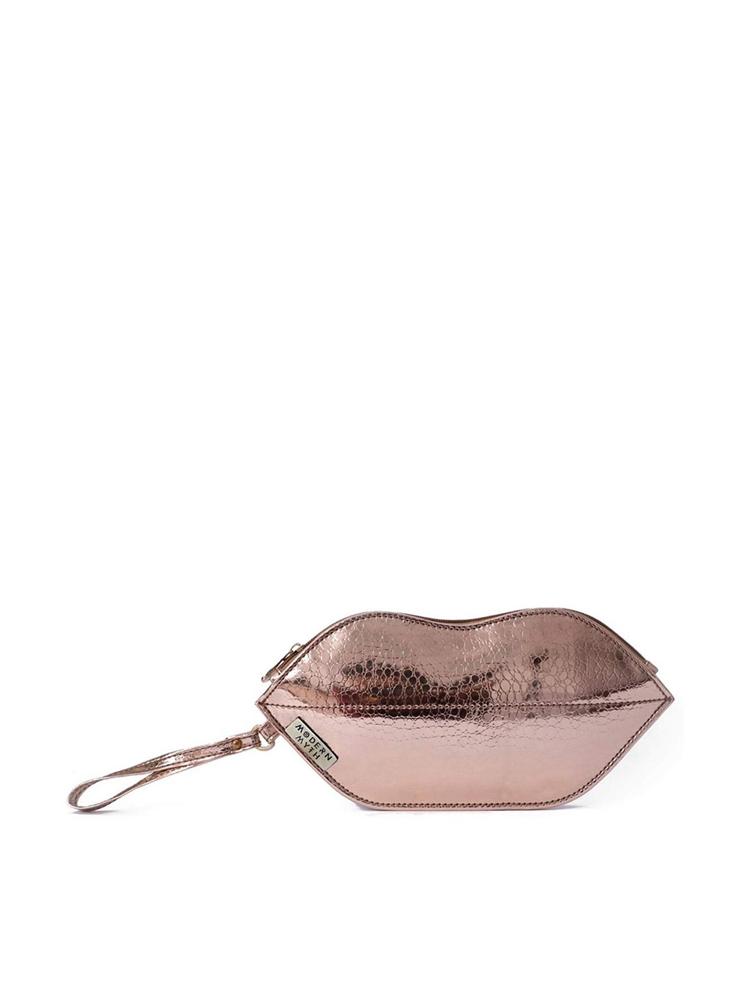 

MODERN MYTH Pebbled Rosegold Lips Shaped Makeup Pouch, Rose gold