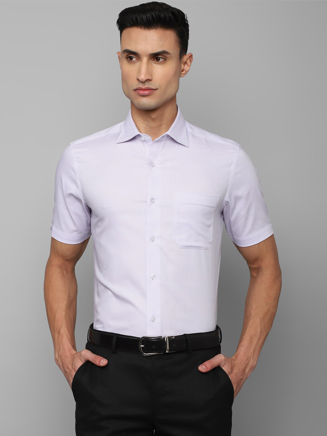 

Louis Philippe Textured Pure Cotton Formal Shirt, Purple