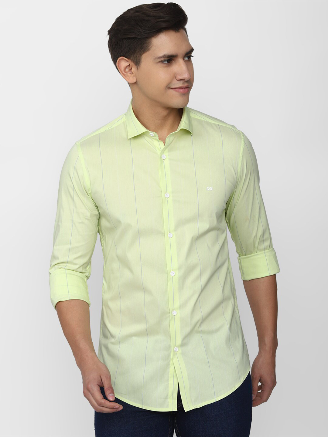 

Peter England Perform Men Super Slim Fit Formal Full Sleeves Shirt, Green