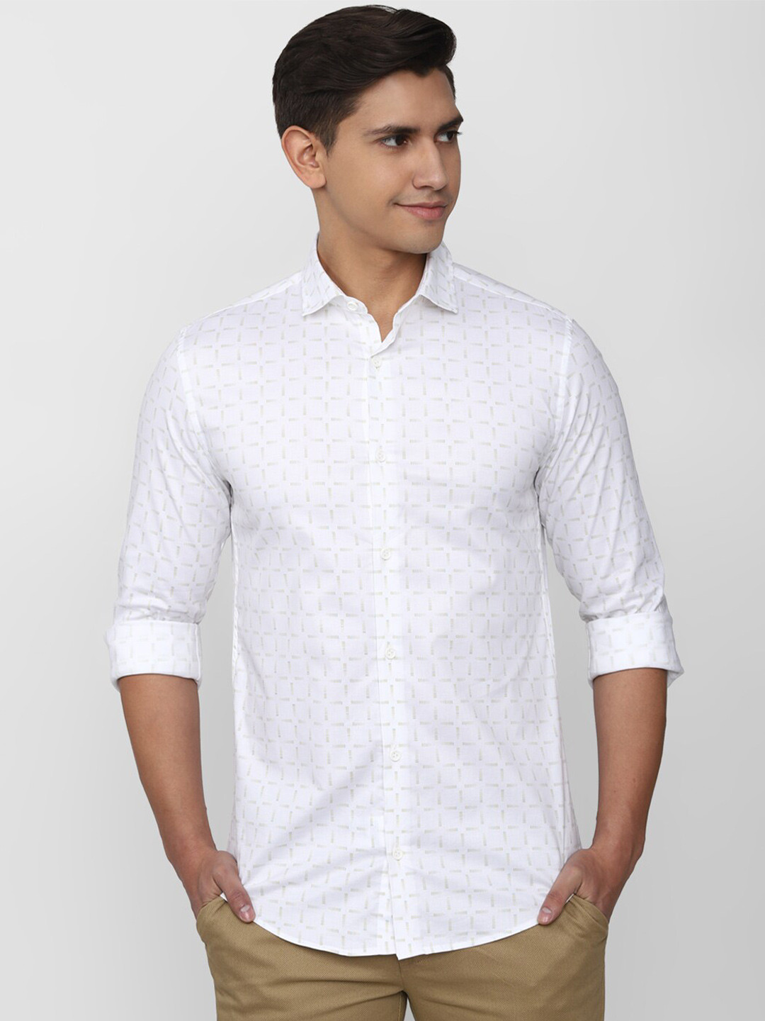 

Peter England Geometric Printed Slim Fit Formal Shirt, White