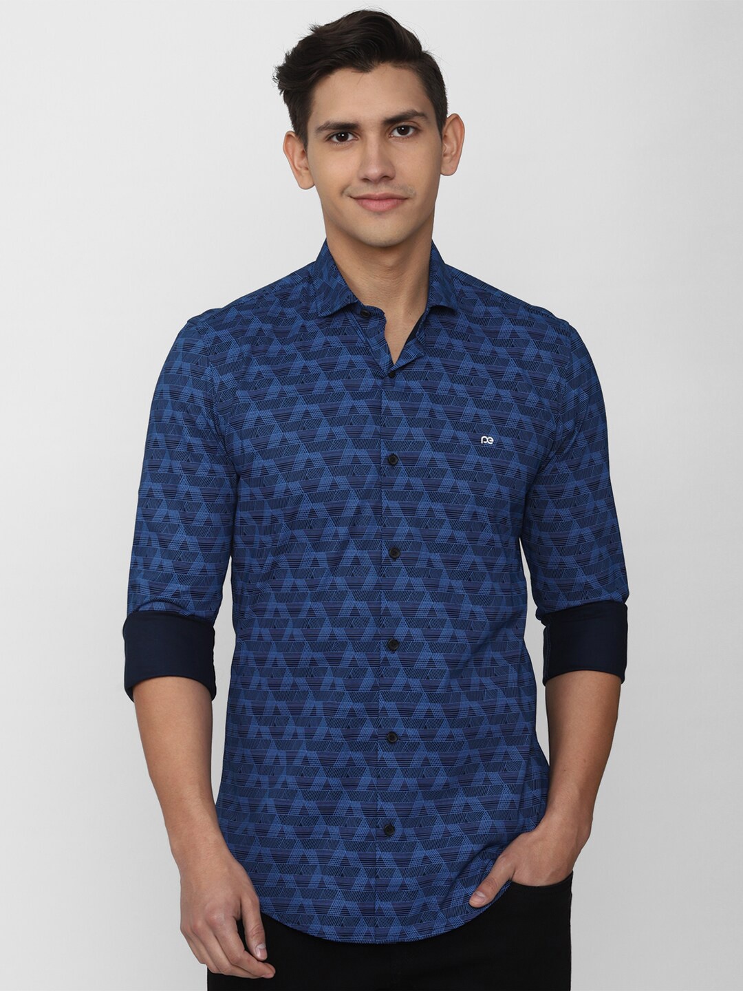 

Peter England Casuals Slim Fit Printed Casual Cotton Shirt, Blue