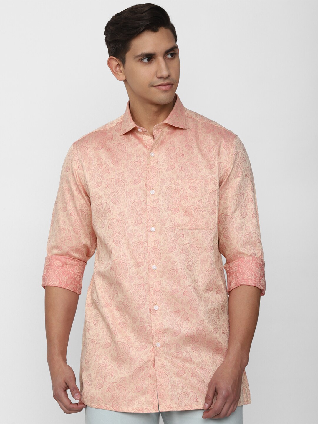 

Peter England Elite Floral Printed Slim Fit Casual Shirt, Peach