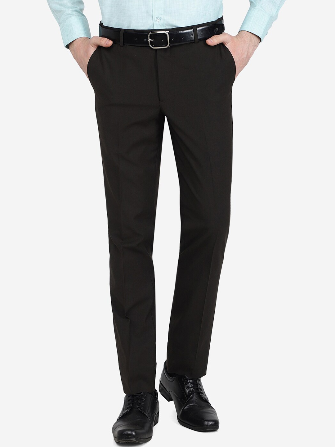 

Greenfibre Men Slim Fit Formal Trousers, Black