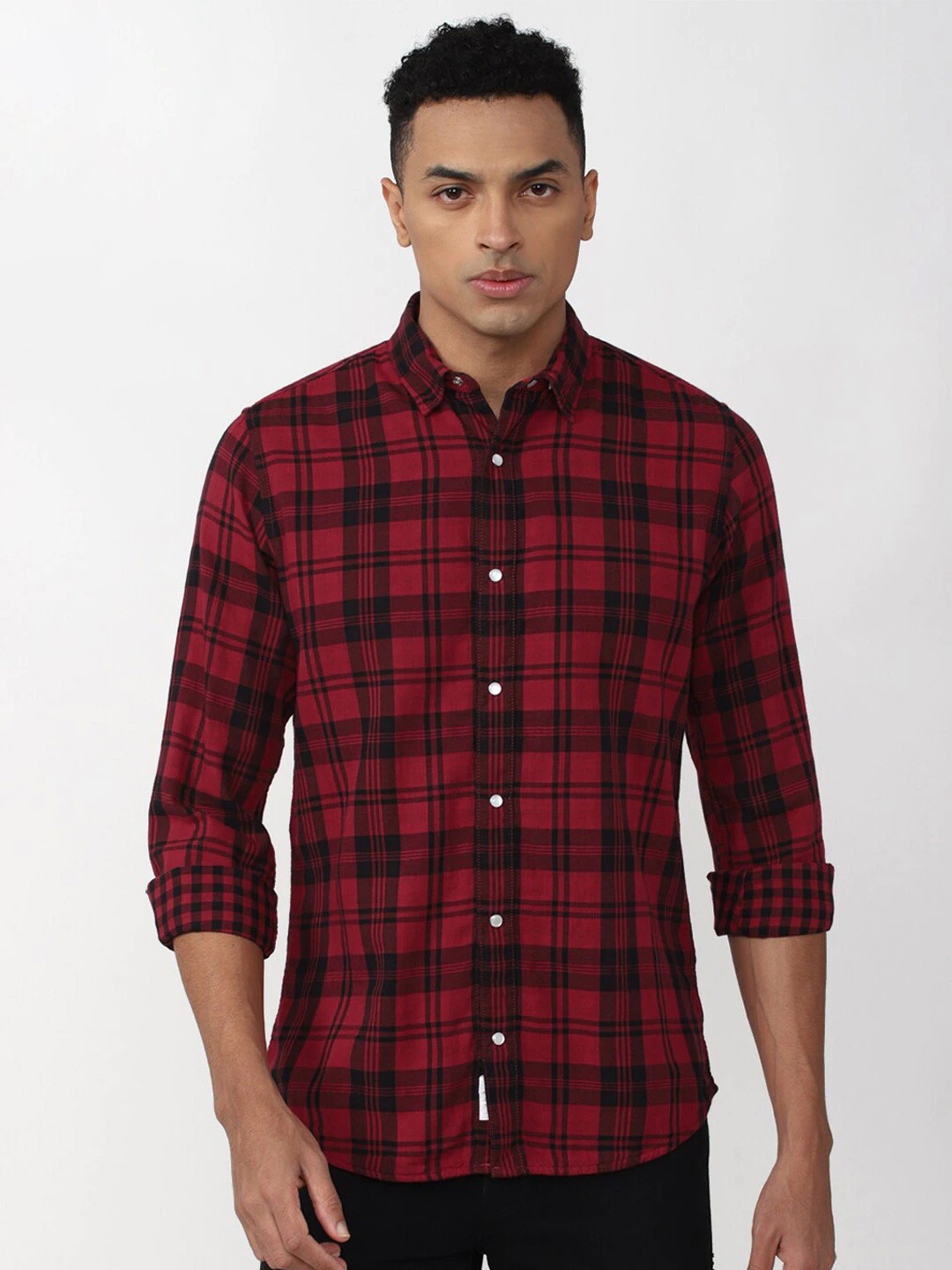 

VAN HEUSEN DENIM LABS Checked Pure Cotton Slim Fit Reversible Casual Shirt, Maroon