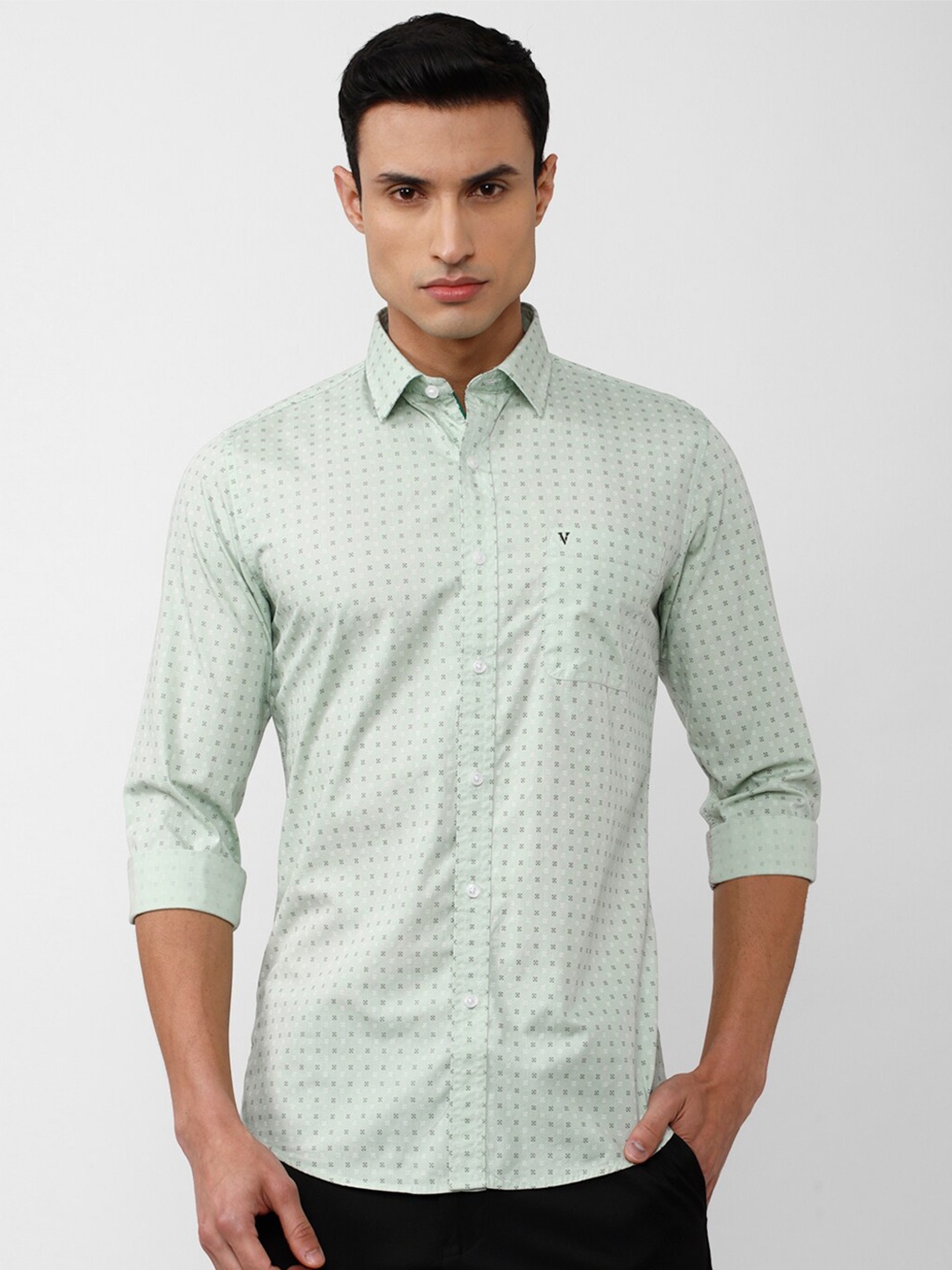 

Van Heusen Sport Men Slim Fit Printed Casual Cotton Shirt, Green