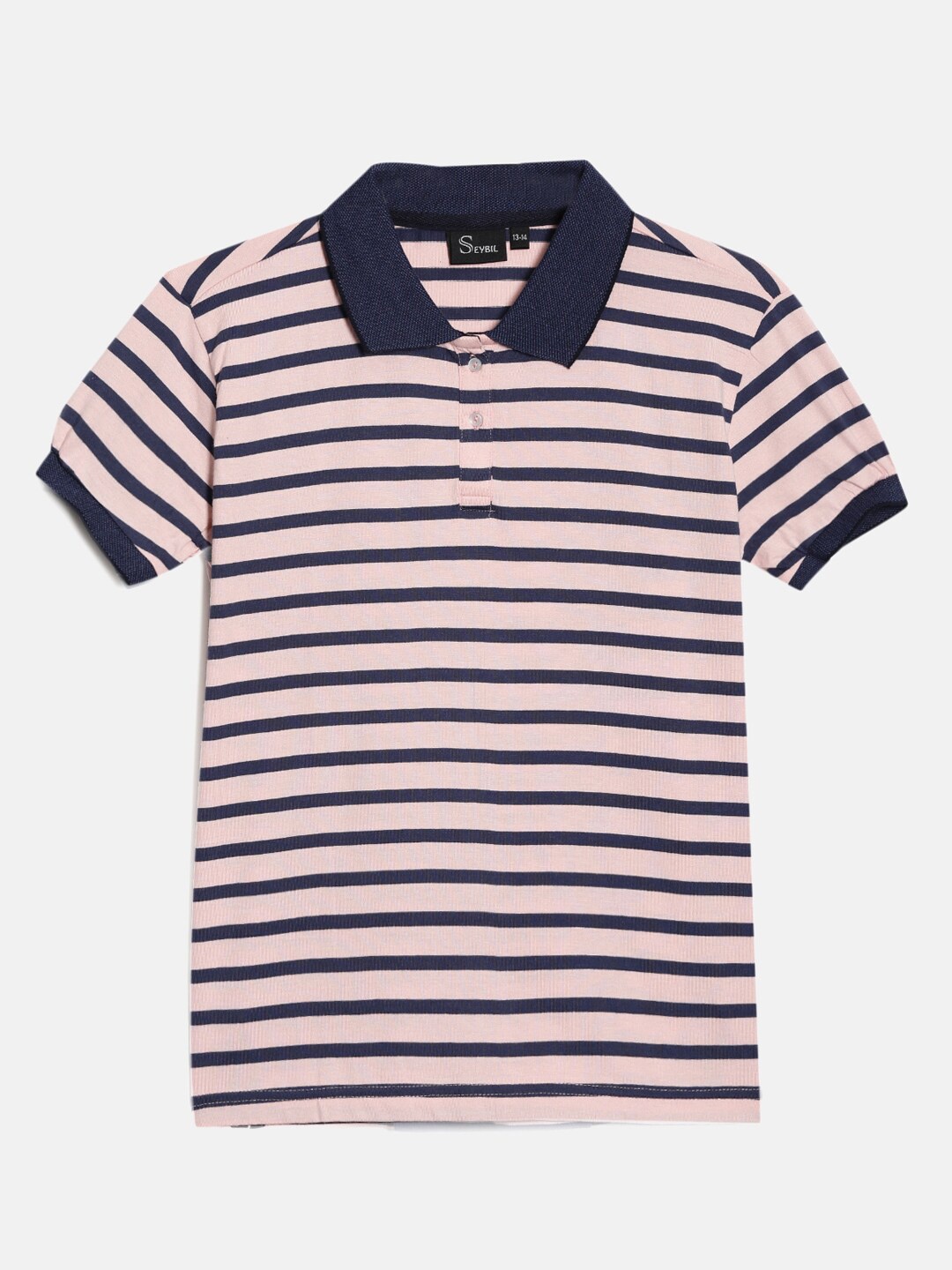 

SEYBIL Girls Striped Accentuated Polo Collar Cotton Slim Fit T-shirt, Pink