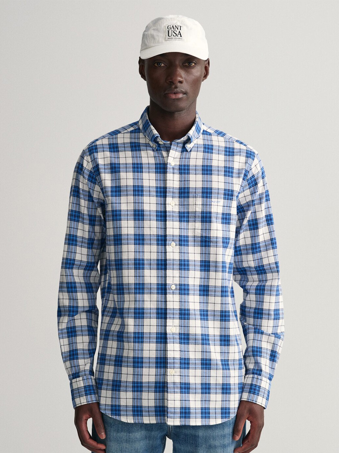 

GANT Modern Checked Cotton Casual Shirt, Blue
