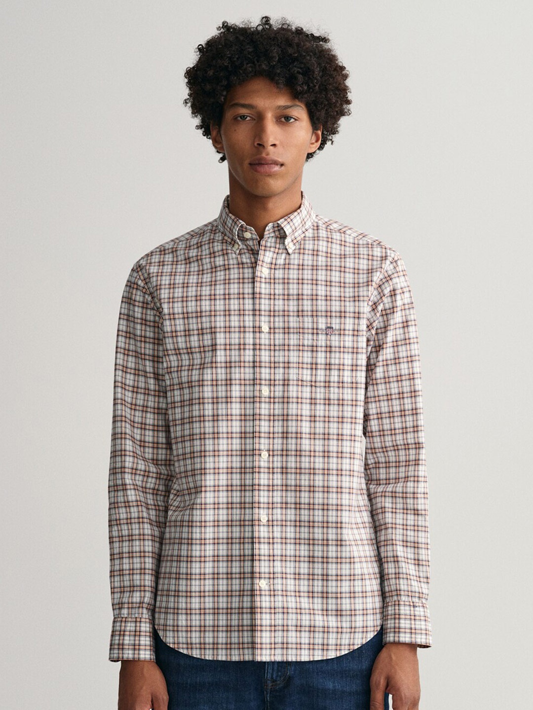 

GANT Modern Micro Checked Button Down Collar Cotton Casual Shirt, Orange