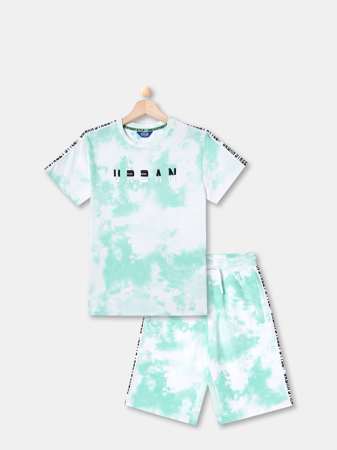 

R&B Boys Dyed Pure Cotton T-shirt with Shorts Set, Green