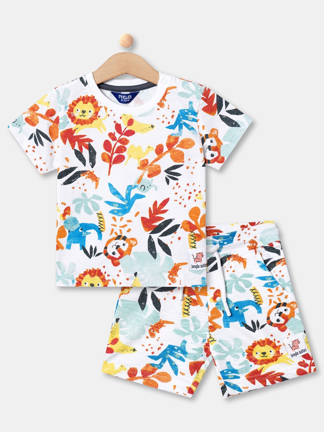 

R&B Boys Printed T-shirt with Shorts, White