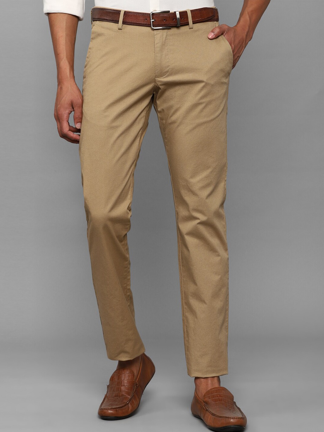 

Allen Solly Men Slim Fit Smart Casual Trousers, Brown