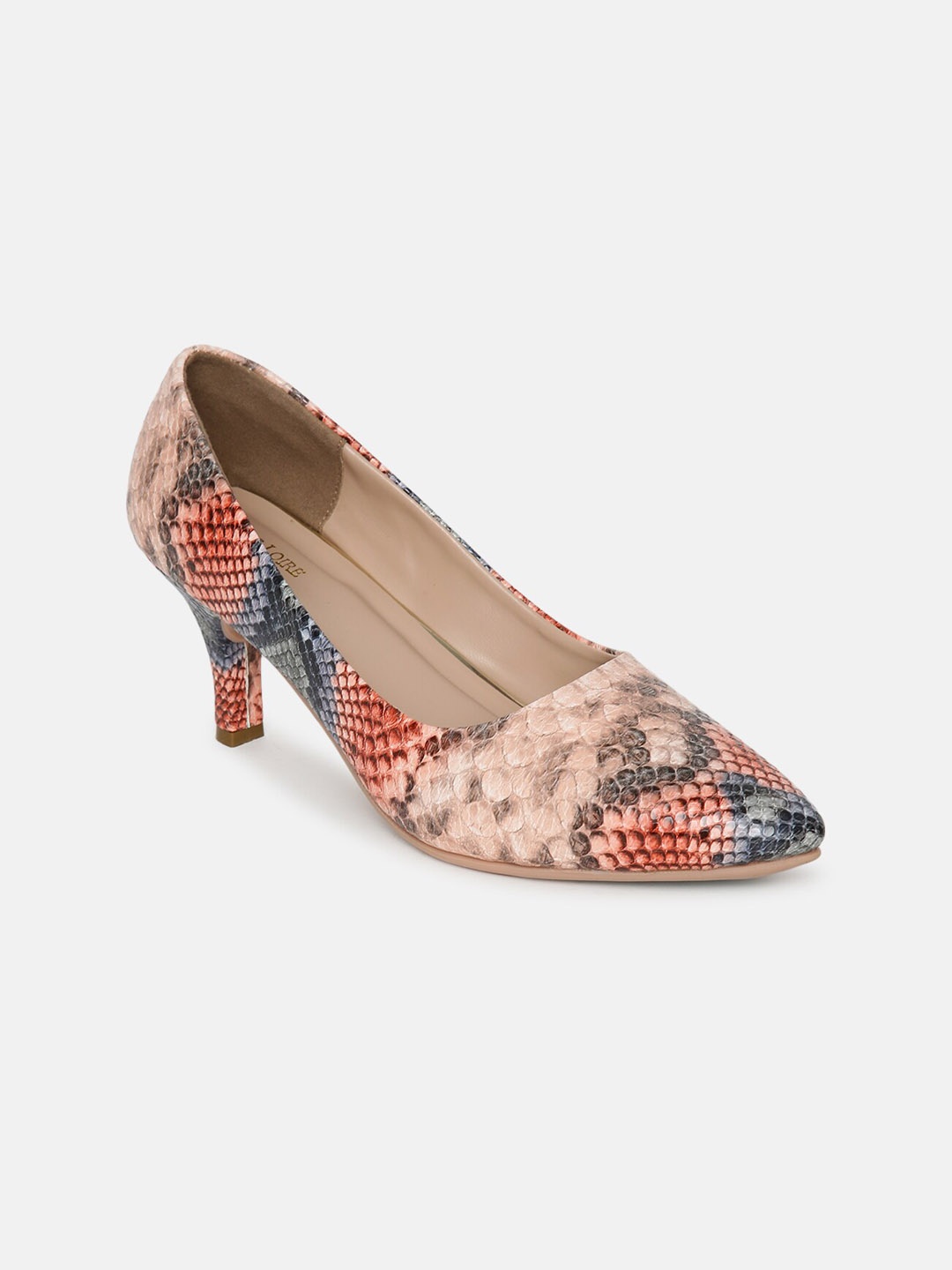 

Marc Loire Printed Pointed Toe Slim Pumps, Orange