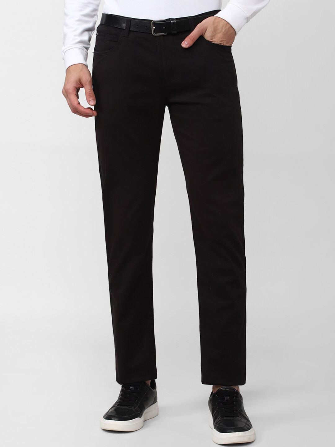 

Peter England Casuals Men Mid-Rise Slim Fit Trousers, Black