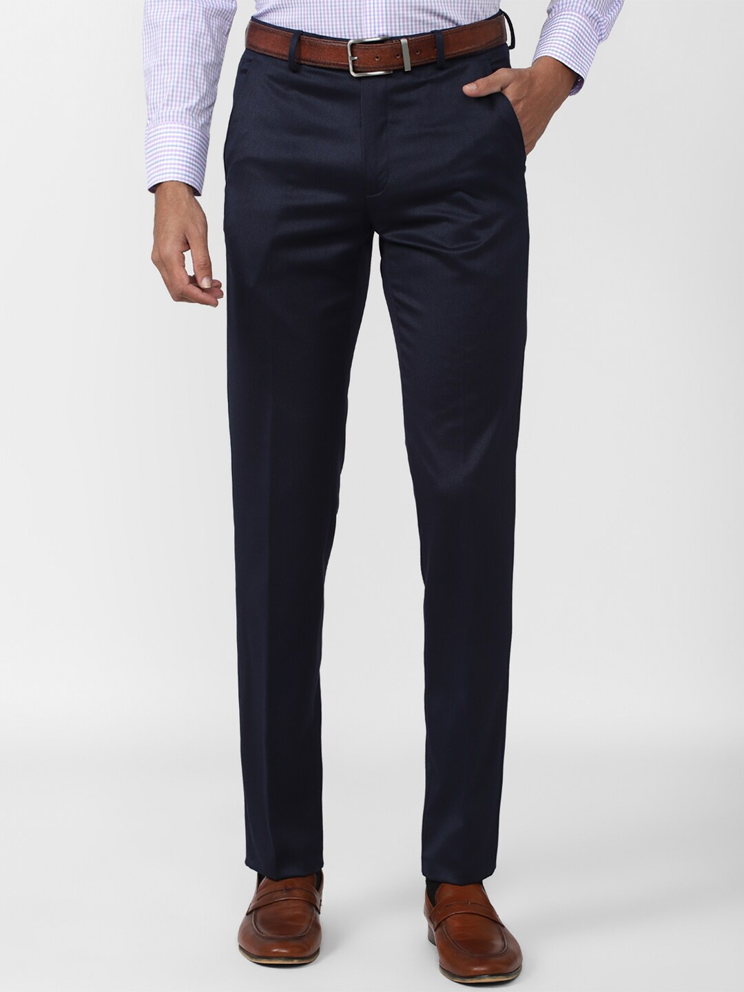 

Van Heusen Men Slim Fit Formal Trousers, Navy blue