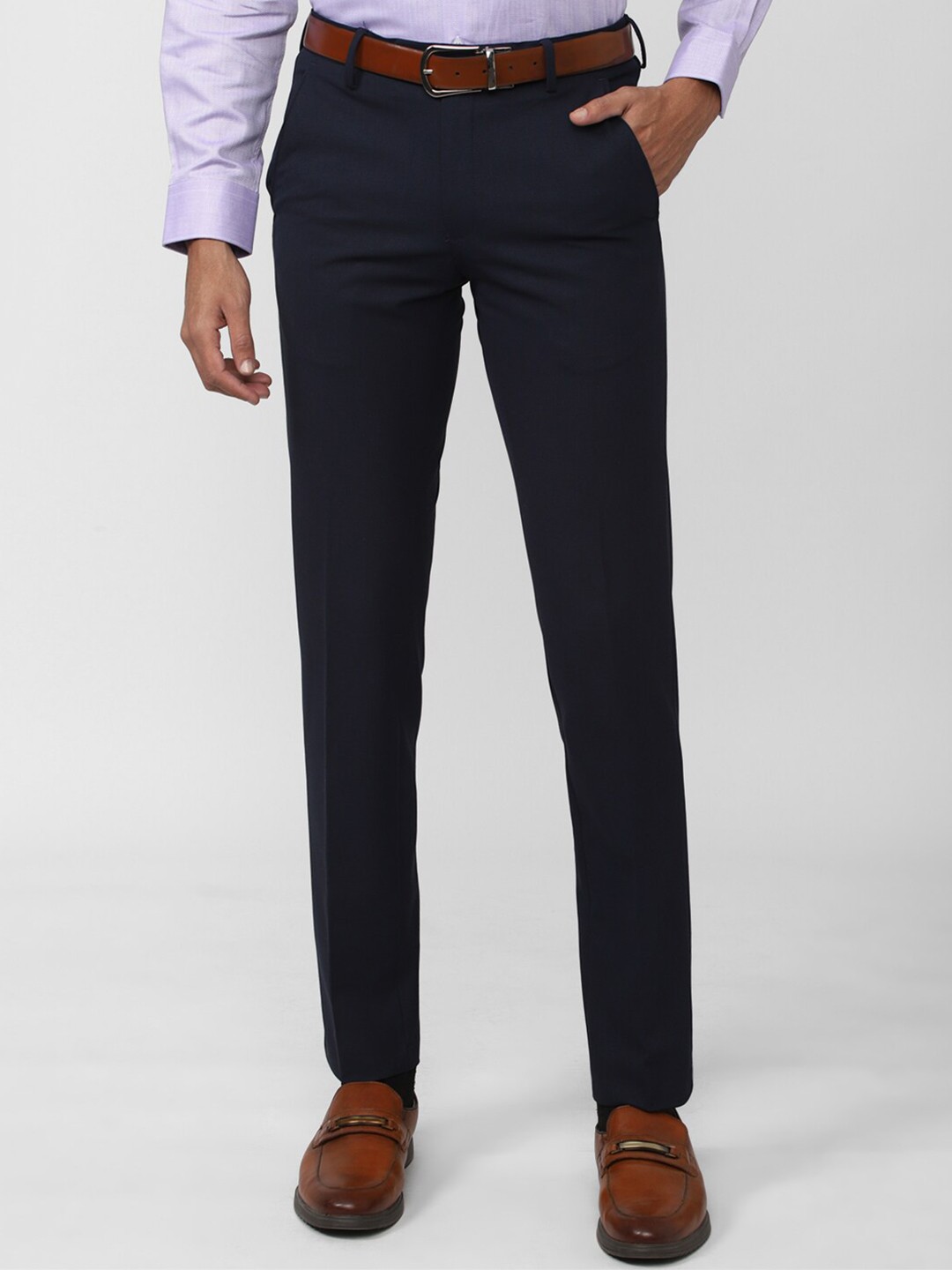 

Van Heusen Men Slim Fit Formal Trousers, Navy blue