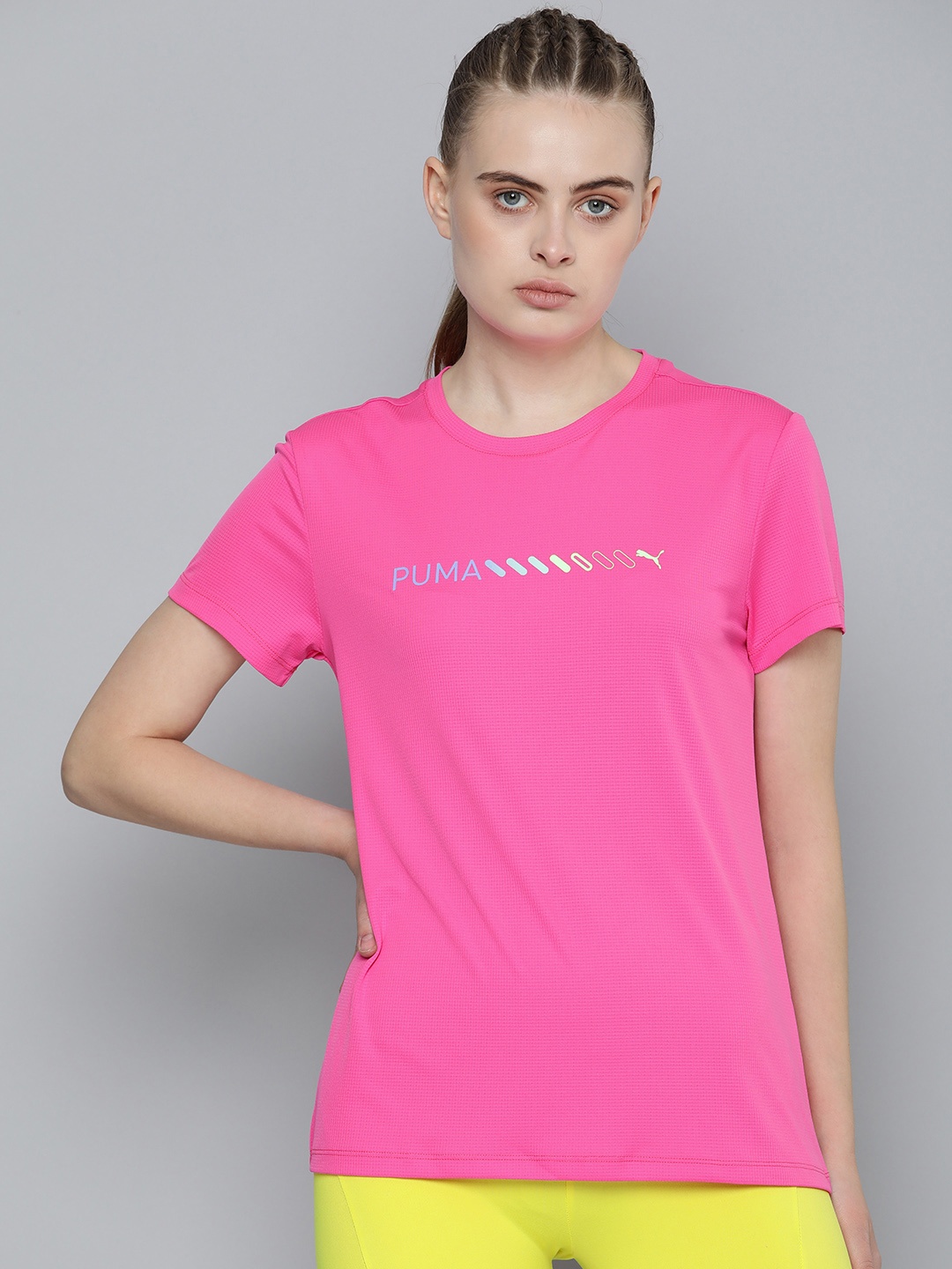 

Puma Brand Logo Printed dryCELL Running T-shirt, Pink