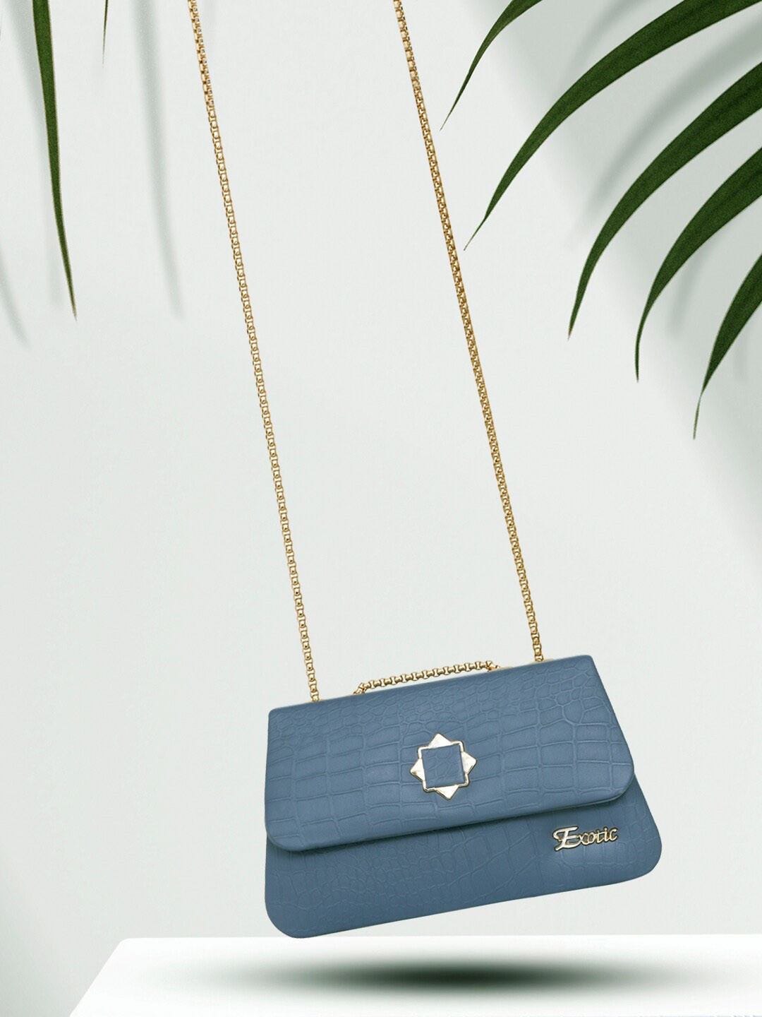 

Exotic Textured Structured Sling Bag with Quilted, Blue