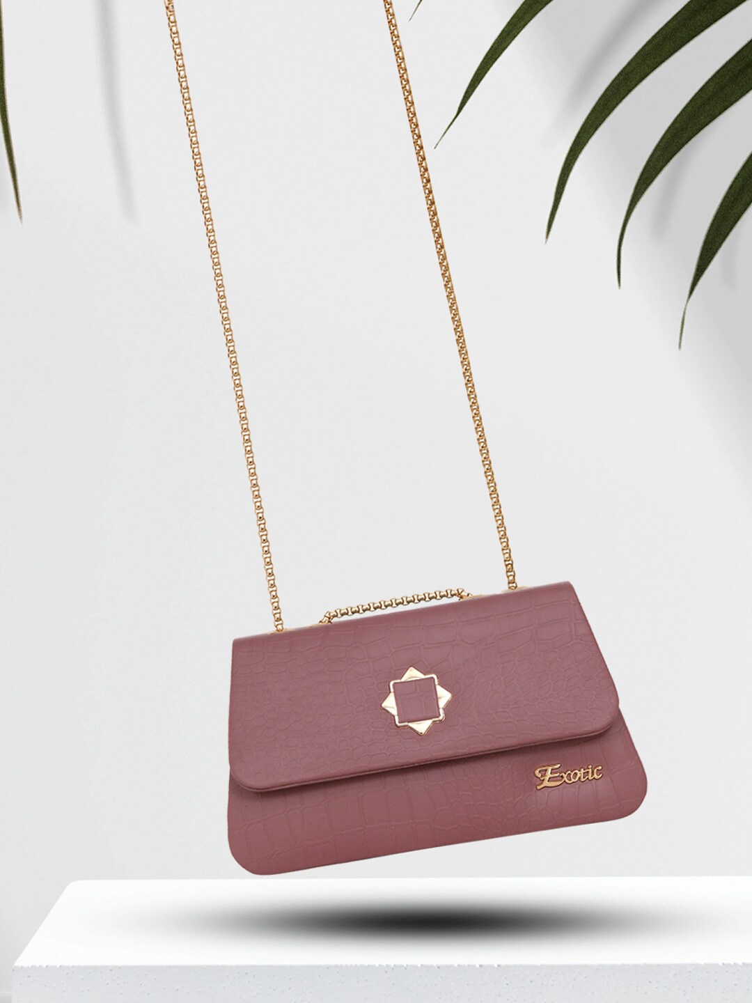 

Exotic PU Structured Sling Bag, Mauve